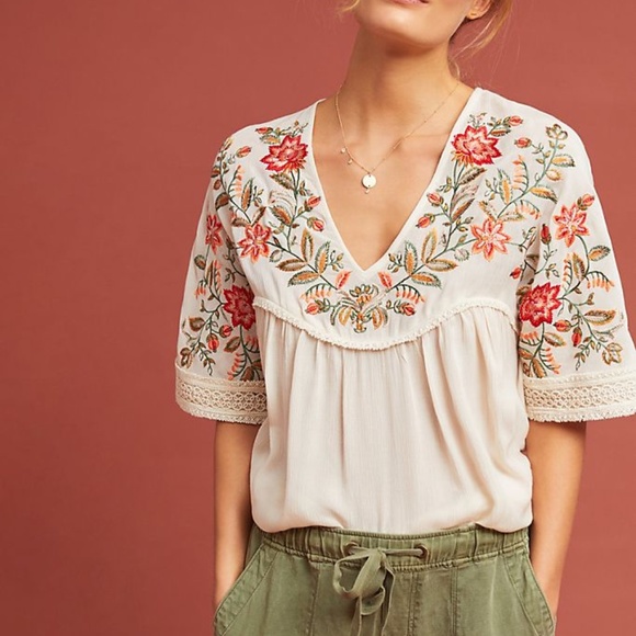Anthropologie Tops - Ranna Gill Jumel Embroidered Blouse
